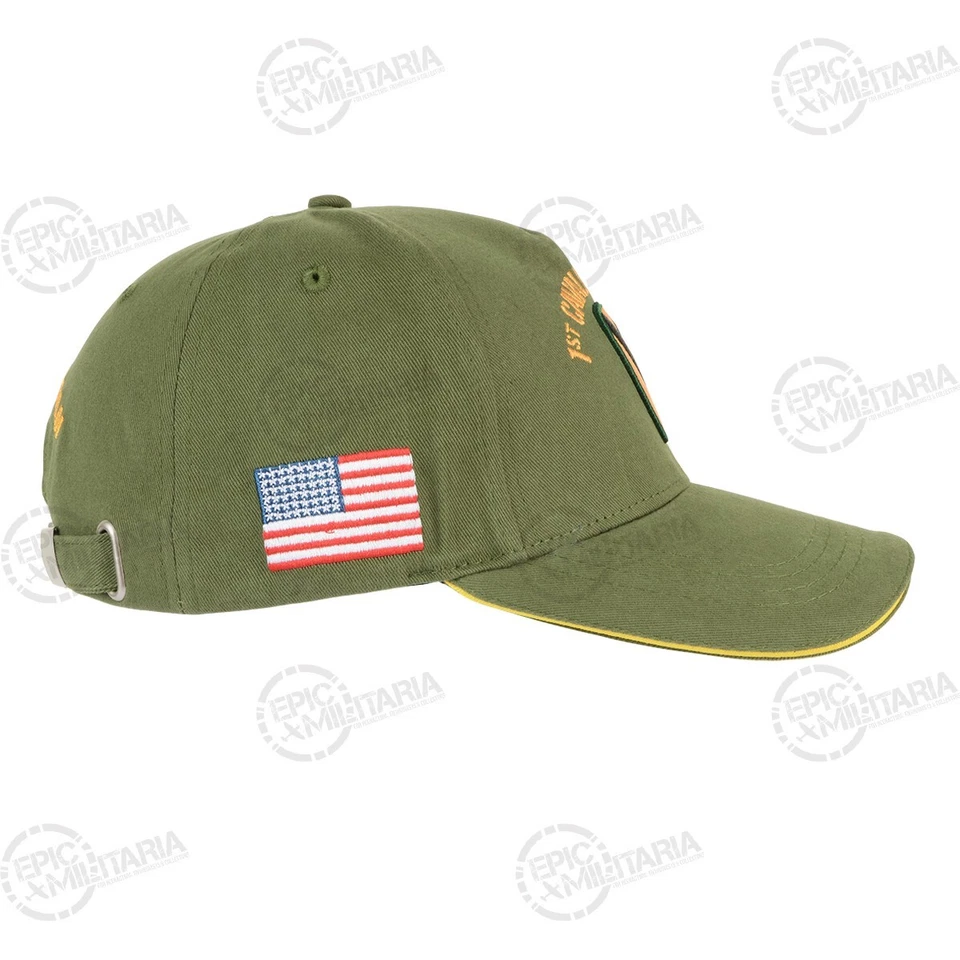 Casquette de baseball militaire américaine 1ère division de cavalerie - chapeau réglable armée verte - Photo 4/4