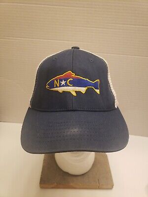 North Carolina NC Flag Fly Fishing Trout Snap Back Trucker Hat Rep Your  Water 