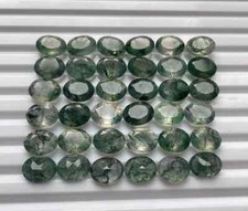  WHOLESALE NATURAL MOSS AGATE FACETED OVAL SHAPE LOOSE GEMSTONE