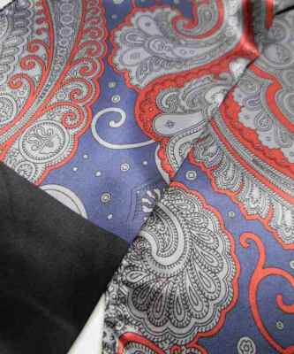 Eleganter Herren Seidenschal Silk Eleganz Top Class Kaschmir Blau Grau Rot