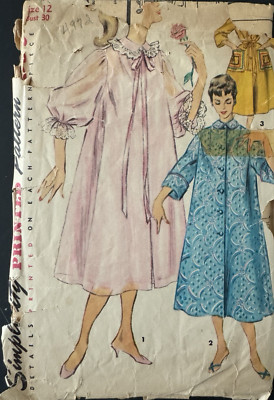 4972 Simplicity Misses Duster Negligee Housecoat Sewing Pattern Size 12 ...