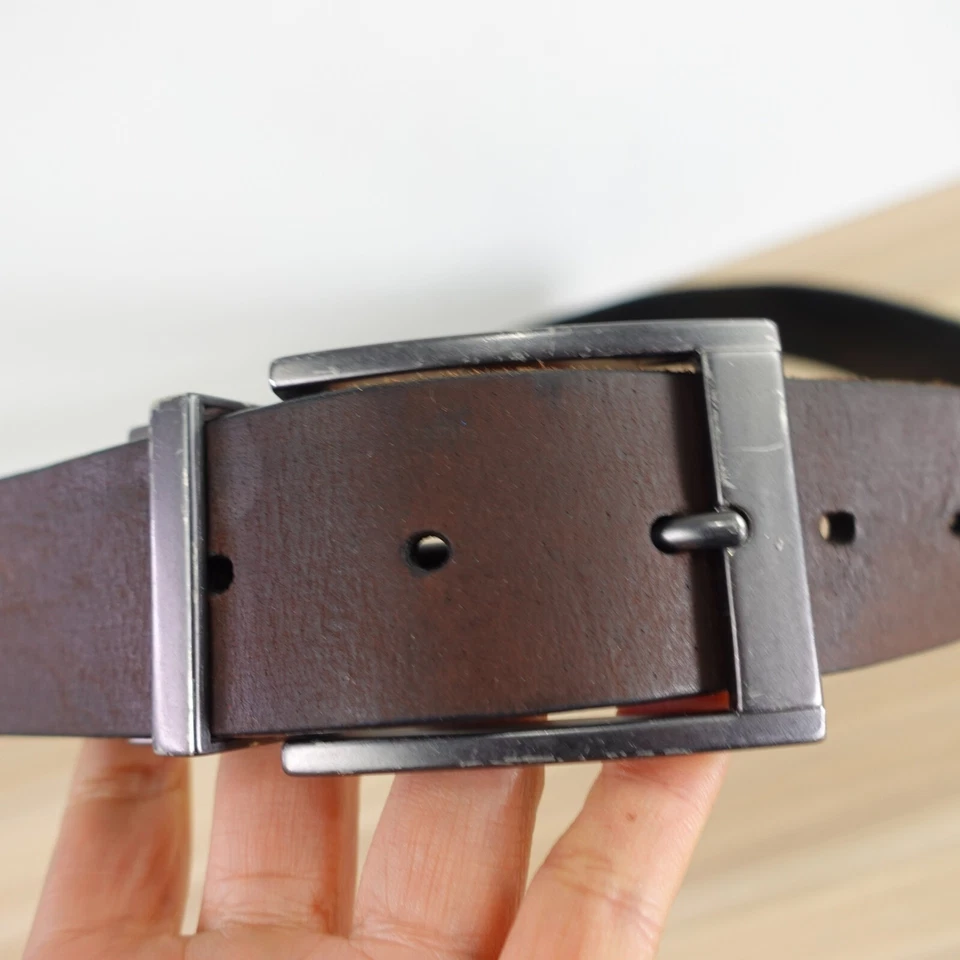 Cinturón Reversible Para Hombre 34 Marrón Cuero Genuino Hebilla Chocolate Resistente TIMBERLAND Foto 3 de 4