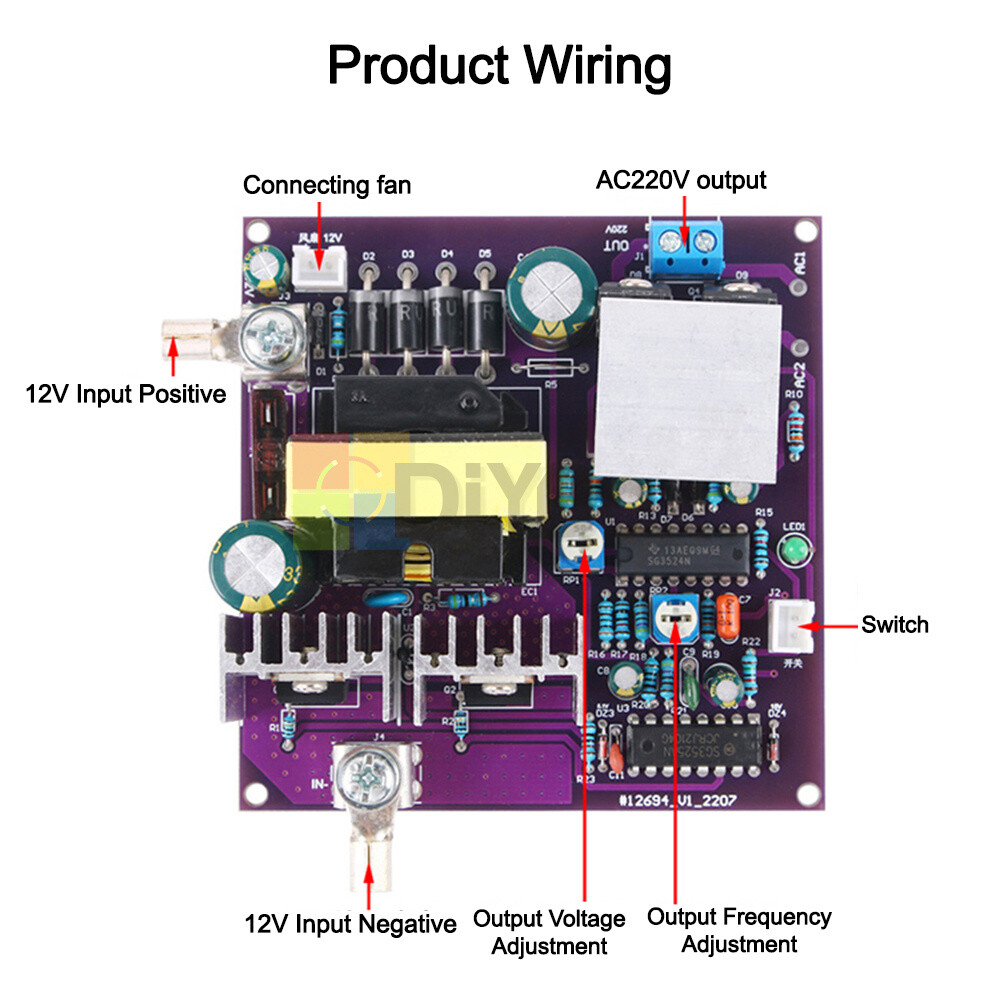 Placa de circuito de accionamiento inversor de baja frecuencia de 300 W 12 V a 220 V DC-AC
