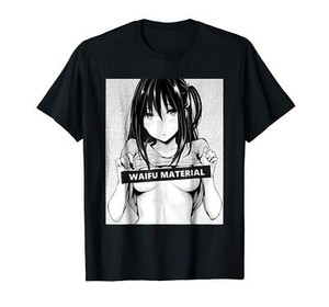 Waifu Material Funny Hentai Anime Black T Shirt S 3xl Ebay - anime girl roblox clothes