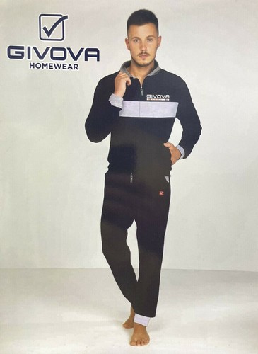 TUTA HOMEWEAR UOMO GIVOVA ZIP COTONE PRIMAVERA ESTATE 2 COLORI CON POLSINI  | eBay