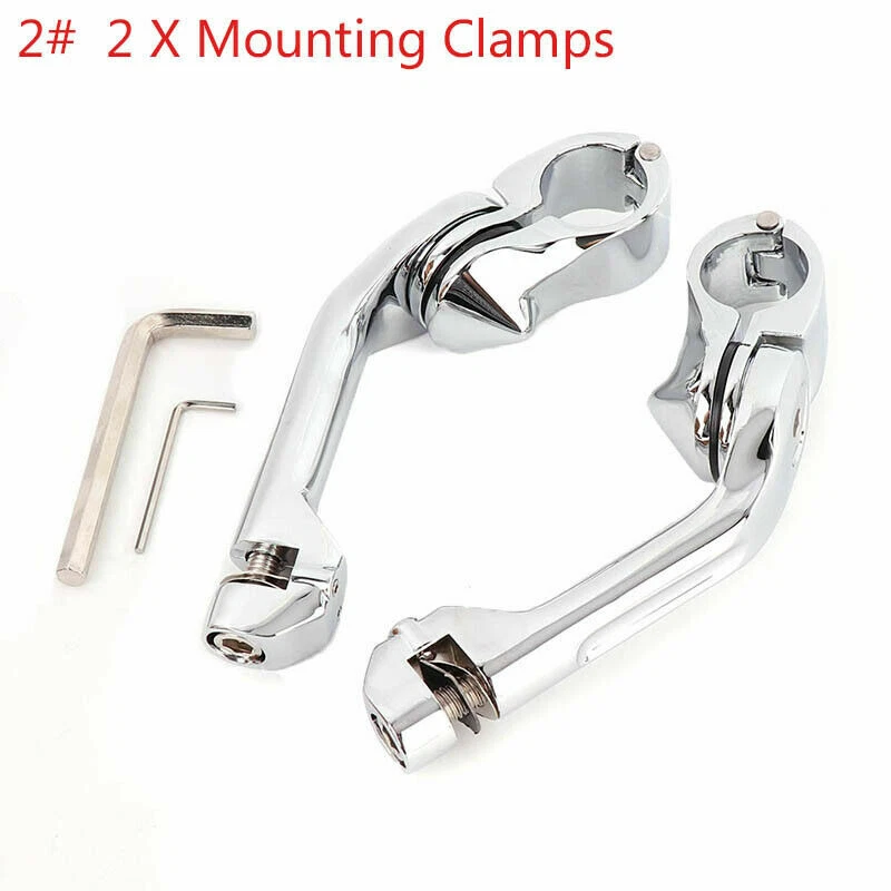 2X reposapiés motocicletas carretera estriberas barras abrazaderas 1-1/4" para Harley Davidson Foto 3 de 4
