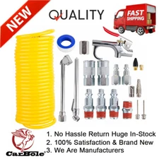 20pcs Air Compressor Accessory Kit Tool 1/4" NPT 25Ft Recoil Hose Gun Nozzles