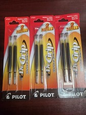 Pilot Dr. Grip Center of Gravity Pen Refills, Medium, Black, 3 Packs of 2
