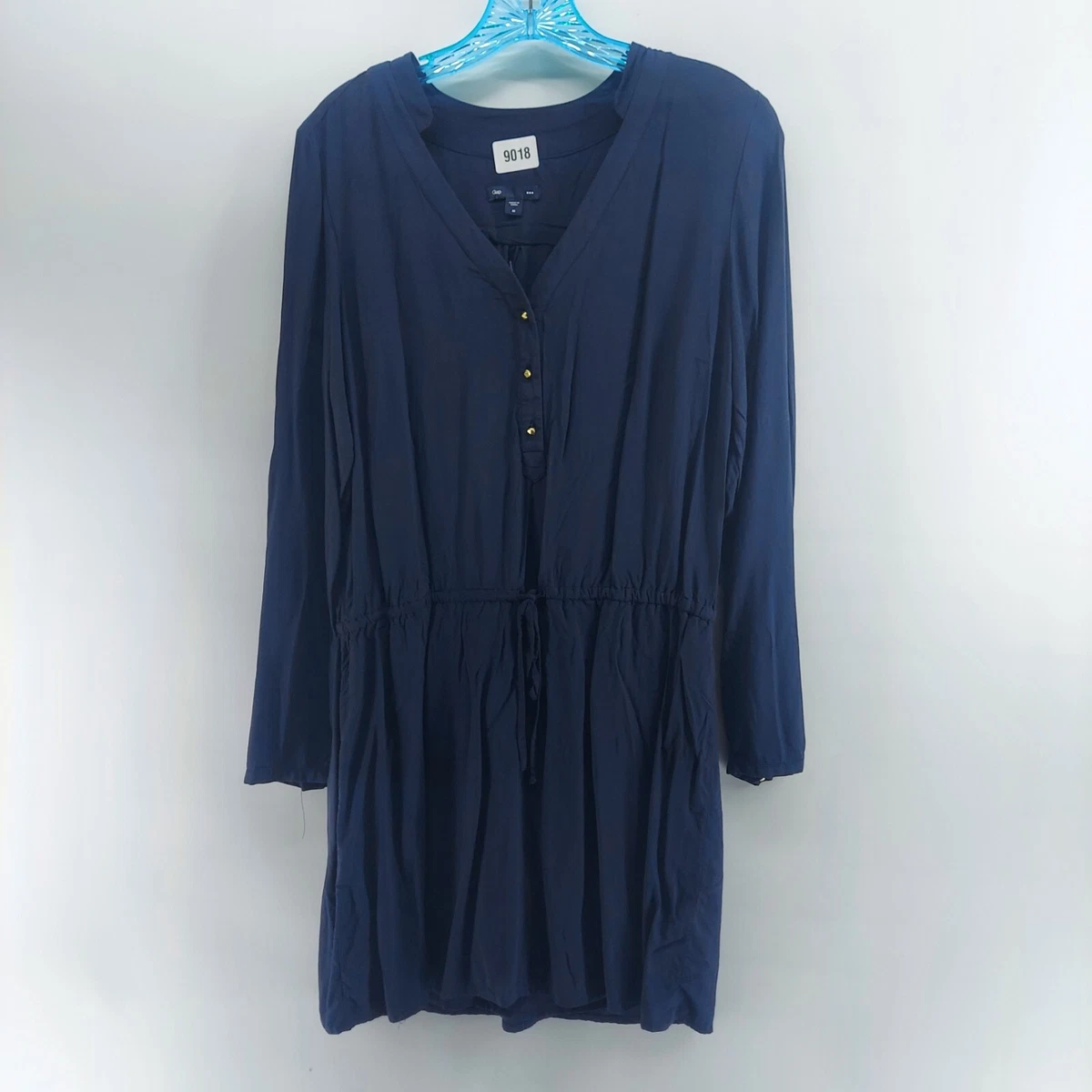gap women s dress size M summer navy blue long sleeve lined cinch