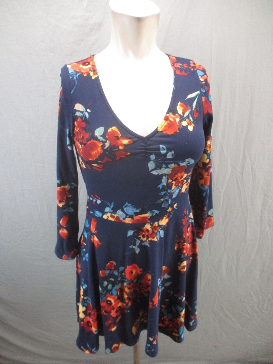 long sleeve short dress forever 21 FOREVER 21 Size S Womens Multicolor Floral V-Neck Long Sleeve Short Dress  237