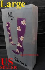 W/COVER LARGE Clear Plastic Shoe Box HIGH Boots Shoe-box Storage container case 