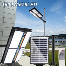 Commercial 1500W Solar Street Flood Light Outdoor Dusk To Dawn Wall Road Lamp US