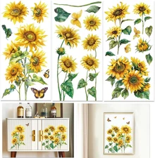 3 Sheet Sunflower Rub on Transfers for Crafts 6X12 Total Flower Furniture Rub on