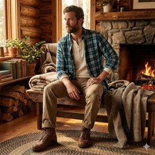 J Crew Slim Fit Plaid Double Cloth Button Down Shirt Men's Med Lodgecore Cabin