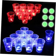 Six Senses Media The Dark Beer Pong Set,Beer Pong Party Cup Set, LED Beer Pong