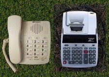 Emerson Ivory-Color Landline Phone + Canon MP11DX 12-Digit Business Calculator
