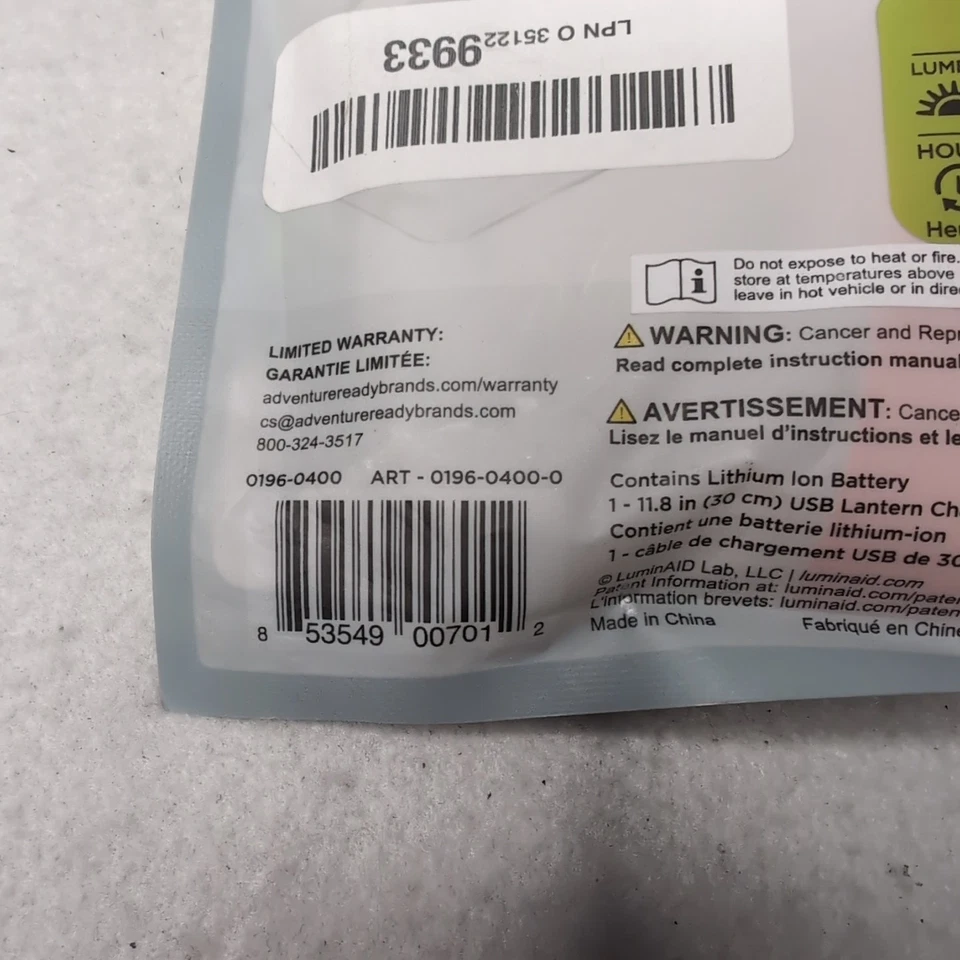 LuminAID PackLite Nova USB Linterna Solar Inflable Luz Impermeable  Foto 4 de 4