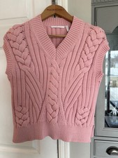 Helmut Lang Small Beverly Cable Sweater in Cloud Pink Chunky Knit Preppy