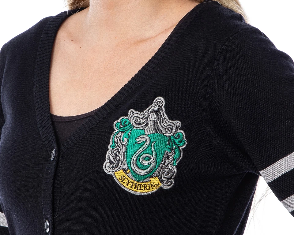 Cárdigan de punto para mujer Harry Potter Slytherin House frente abierto suéter Foto 2 de 3