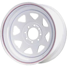 Premium Service 16x6 8 on 6.5 Spoked Steel Trailer Wheel - White with Pin...