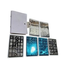 Folleto de placas de estampado de arte en uñas Cici y Sisi descontinuado, 6 placas de metal