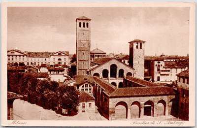 Milano Italy 1905 Basilica di S Ambrogio / Sant Ambrogio Belltower Postcard
