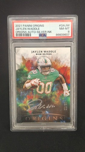 Jaylen Waddle 2021 Panini Origins RC Auto 22/35 Dolphins Silver Ink PSA 8 