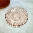 Vintage Arcoroc France 5.25" Rosaline Pink Swirl Glass Saucers Depression Era