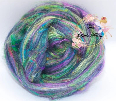 Northern Light Merino Wool Mulberry silk Mix for Needle, Wet Felting, Spinning