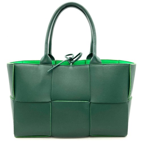 Bottega Veneta Small Arco Tote Bag Leather Green Maxi Intrecciato with Pouch for