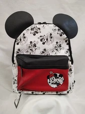 NWT Disney Bioworld Mini Backpack Mickey & Minnie Retro Style Print w Ears 