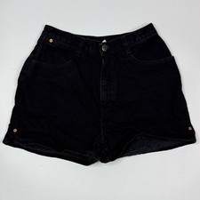 Vintage Nuovo Country Seat Black Denim High Waisted Shorts Size 13/14 Waist 28"