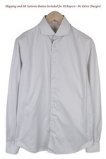 SUITSUPPLY Traveller Men's Formal Shirt 39L/15 1/2L Grey Twill Striped Cotton Z7