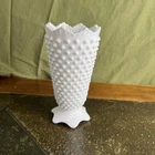 Fenton Vintage White Milk Glass Hobnail Vase  7"