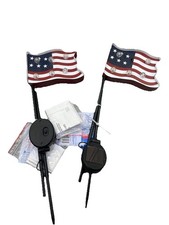 Light Up American Flag Metal Solar Stake Light Holiday Living Bulb Missing 