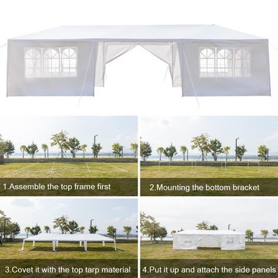 10'x30' Canopy Party Wedding Tent Outdoor Pavilion Heavy Duty Cater Event White
