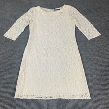 Tahari Dress Women's 2 White Crochet Lined A Line Wedding Formal NWT $188 Light