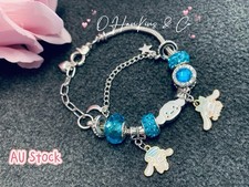 NEW Sanrio Bracelet Rhinestone Beaded Charm CINNAMOROLL Blue Bracelet with Bag