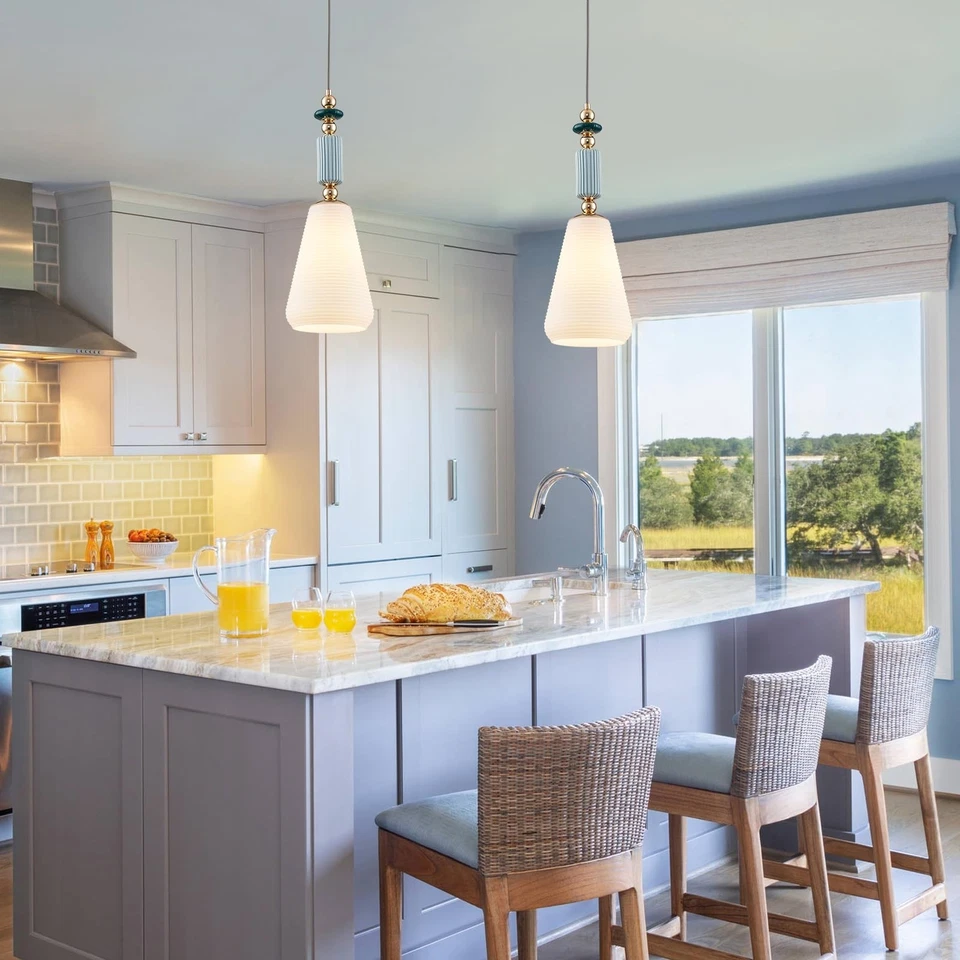 Pendant Light Fixture Modern Pendant Lighting Hanging Lamp Milk White Glass F... - Image 2 of 4