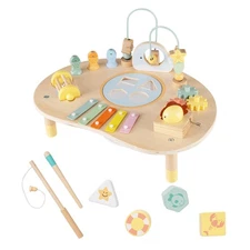 7-in-1 Toddler Activity Table w/Bead Maze, Fishing Game, Xylophone, Music Box