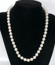 Classic Faux Pearl Strand Necklace 20" Adjustable Silver Clasp
