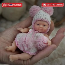 Newtotlove 4.5" Silicone Baby Girl Emma,Mini Reborn Baby Dolls, Tiny Silicone Ba