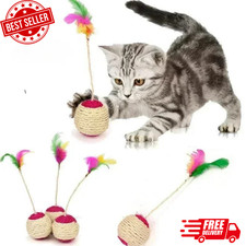 Sisal Scratching Ball Cats Toy Interactive Training Feathers Toy for Kitten Pets