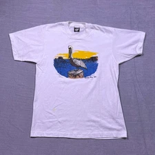 Vintage Mens Cedar Key Florida Pelican Graphic T Shirt Screen Stars Best Size L