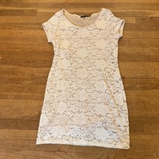 Tiana B cream lace overlay knee length cap sleeve sheath dress size large L b37