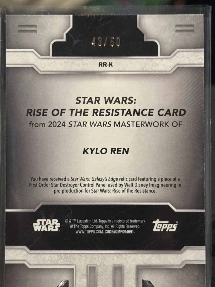 2024 Star Wars Masterwork Kylo Ren 43/50 Rise of Resistance Relic Purple - Image 2 of 2