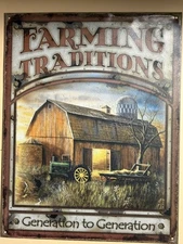 Farming Traditions Generation Tin Metal Sign Barn Farm Country Vintage Farmhouse
