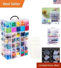 Clear Plastic Organizer Box with 70 Adjustable Compartments for Crafts  Toys