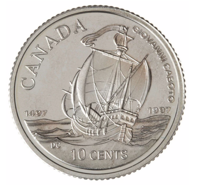 1997 CANADA 10 cent Cabot dime~500th anniversary of discovery