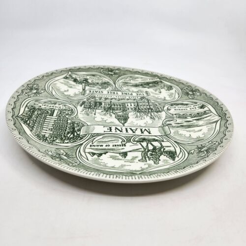 Vintage 1960s Maine The Pine Tree State Souvenir Plate 9.5 inch Pre-owned - Picture 9 of 11
